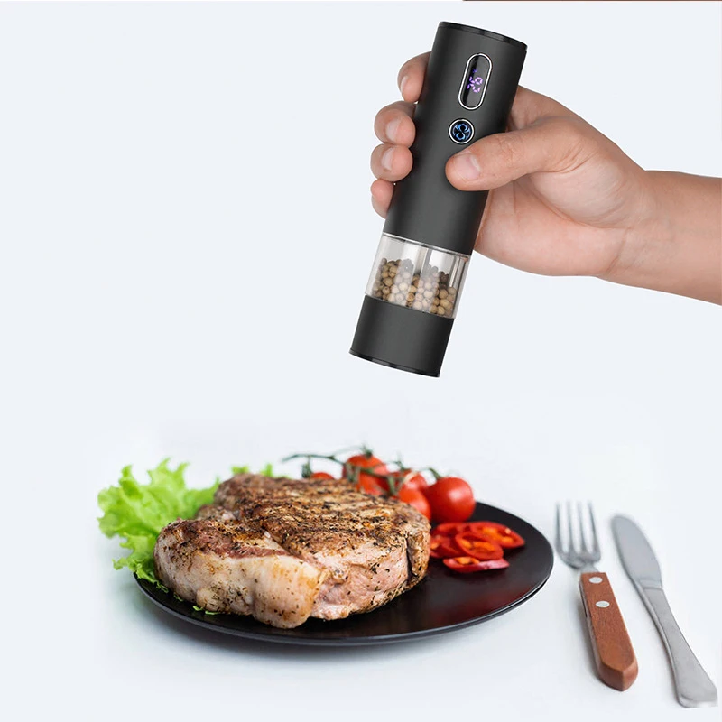 Type-c Rechargeable Electric Salt And Pepper Grinder 4 Level Convenient Recycled Coarseness  Auto Spices Grinders  Cooking Tool