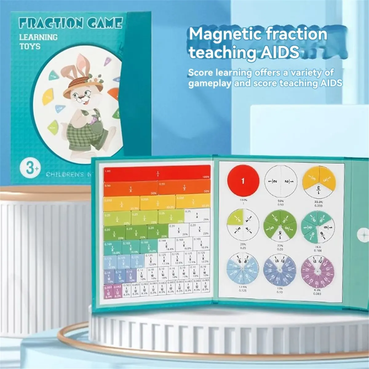 KSOL 103 PCS STEM Magnetic Math Master Set, Fraction Tiles & Circles, Educational Gift for Kids