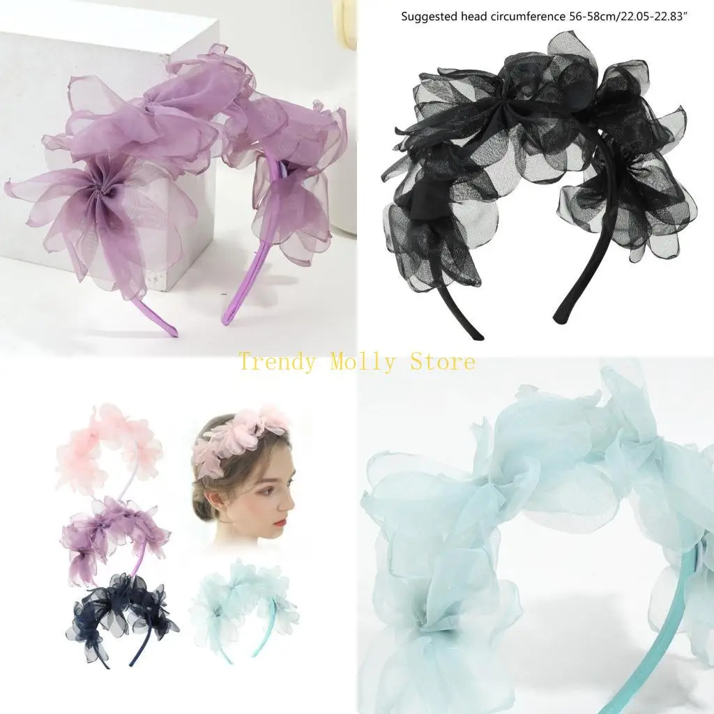 

N5KB тюлевые ленты для волос с цветочным принтом для девочек, реквизит для фотосессий принцессы