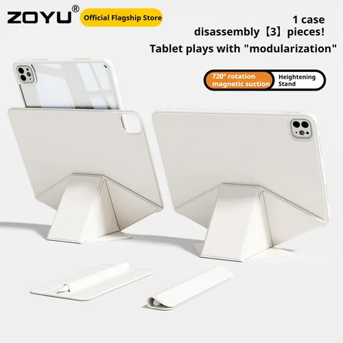 Imagen 1 del producto ZOYU para iPad 10/11a funda con soporte de altura aumentada, funda extraíble transparente magnética iPad Pro 11 12,9 13 Air 4/5th mini 6/7