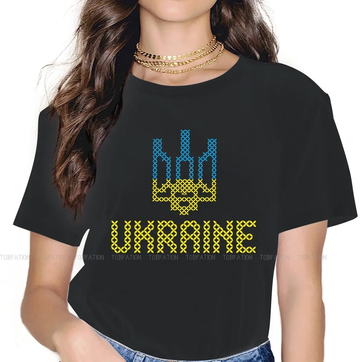 Ukraine National Colors Flag with National Kawaii Girls Women T-Shirt  5XL Blusas Casual Short Sleeve Vintage Oversized Tops