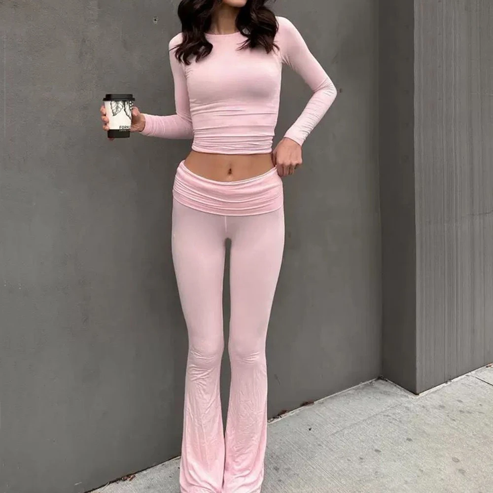 

2PCS Cotton Lounge Yoga Set Women Clothes High Stretch Crop Top Skinny Flare Leg Pants Suit Gym Fitness Dance Wear Suits XP199