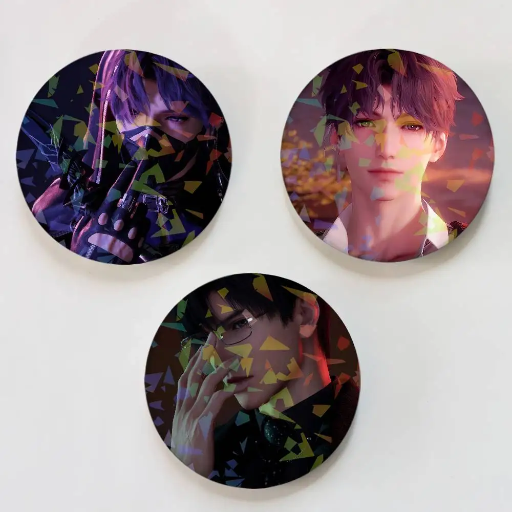 Spiel Liebe und Deepspace Runde Exquisite Laser Abzeichen Broschen Kreative Pins Für Kleidung Hut Rucksack Geschenk Zubehör