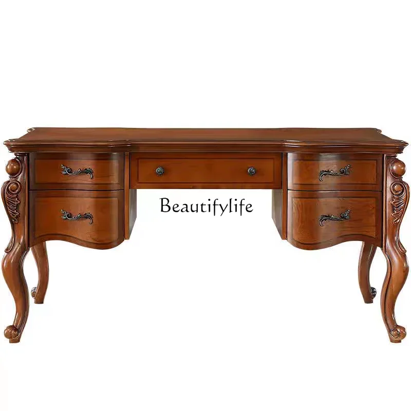 

FG28New American solid wood desk European living room retro desk