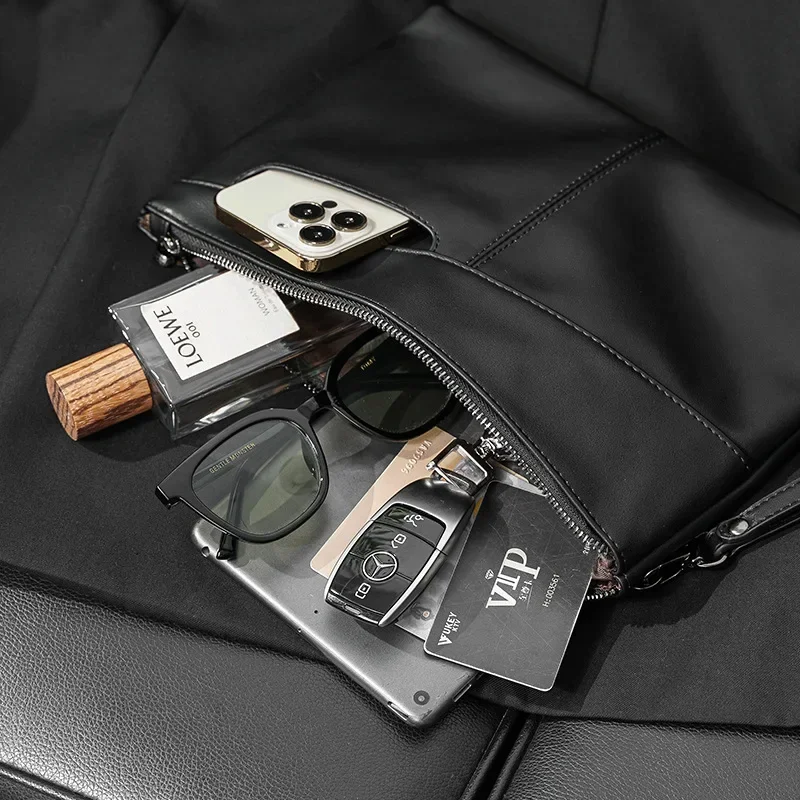 Fashion Zipper Business Style Men's Handbag Clutch Bag Soft PU Leather Male Pack Bag Leisure Stylish Hand Bag Men Pouch image 5