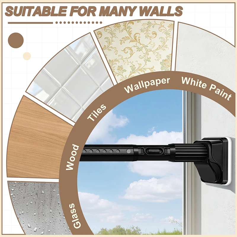 Tension Curtain Rods No Drilling, Extra Long Tension Rod, Heavy Duty Shower Curtain Rod for Outdoor Patio Bathroom Windows Room view 6