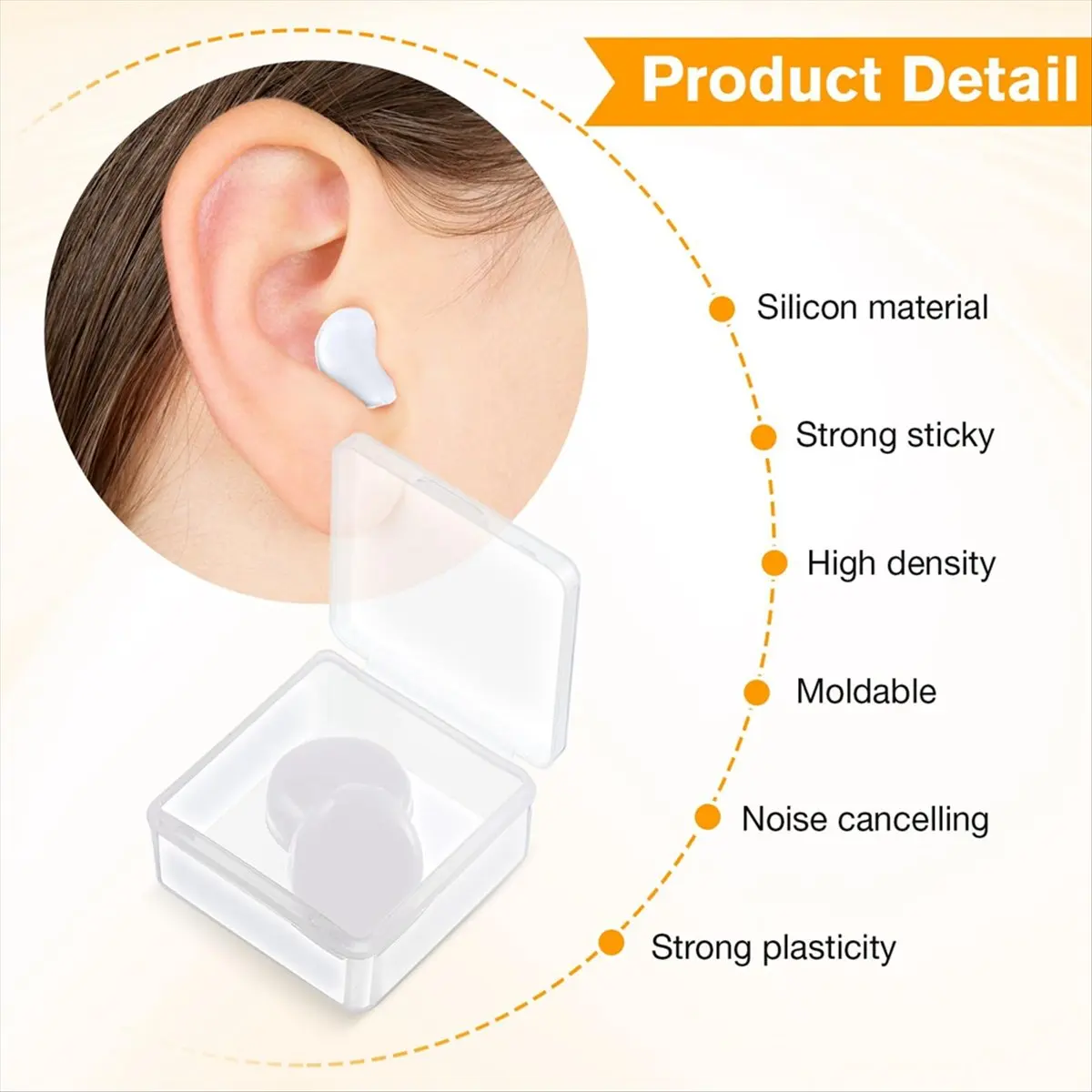 Portable 21 Pairs Ear Plugs for Sleeping Reusable Moldable Silicone Earplugs Soft Noise Cancelling Earplugs,White