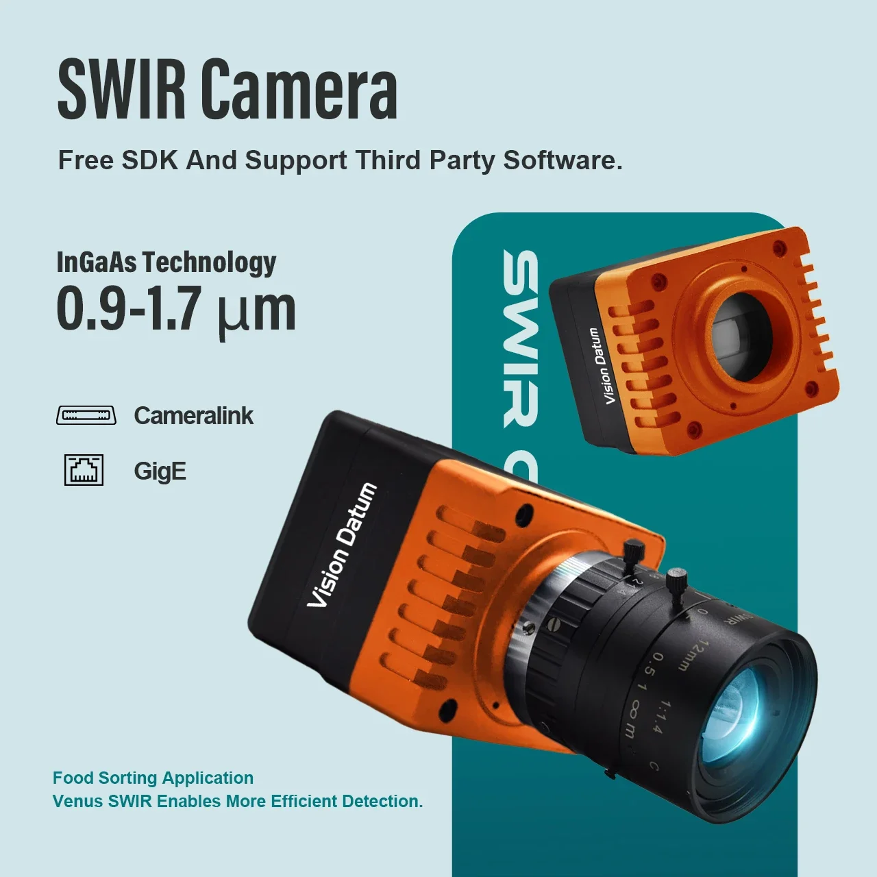 SWIR Infrared Line Scan InGaAs Sensor 40kHz GigE Interface High Frame Rate SWIR Cameras For Semiconductor Inspection