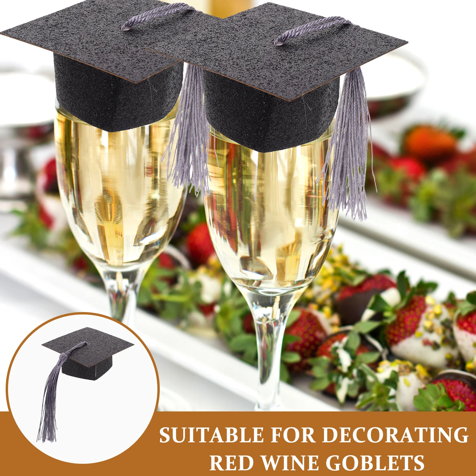 

10 Pcs Party Decoration Goblet Lid Cover Graduation Hat Accessory Hats Accessories Paper Cap Mini Child