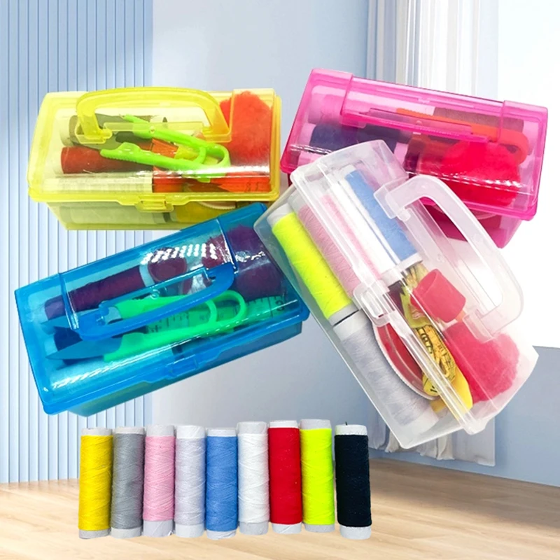 1 Set Sewing Kit Box Multifunction Portable Sewing Kit Storage Box Hand Sewing Needlework Household Sewing Tools DIY Garments