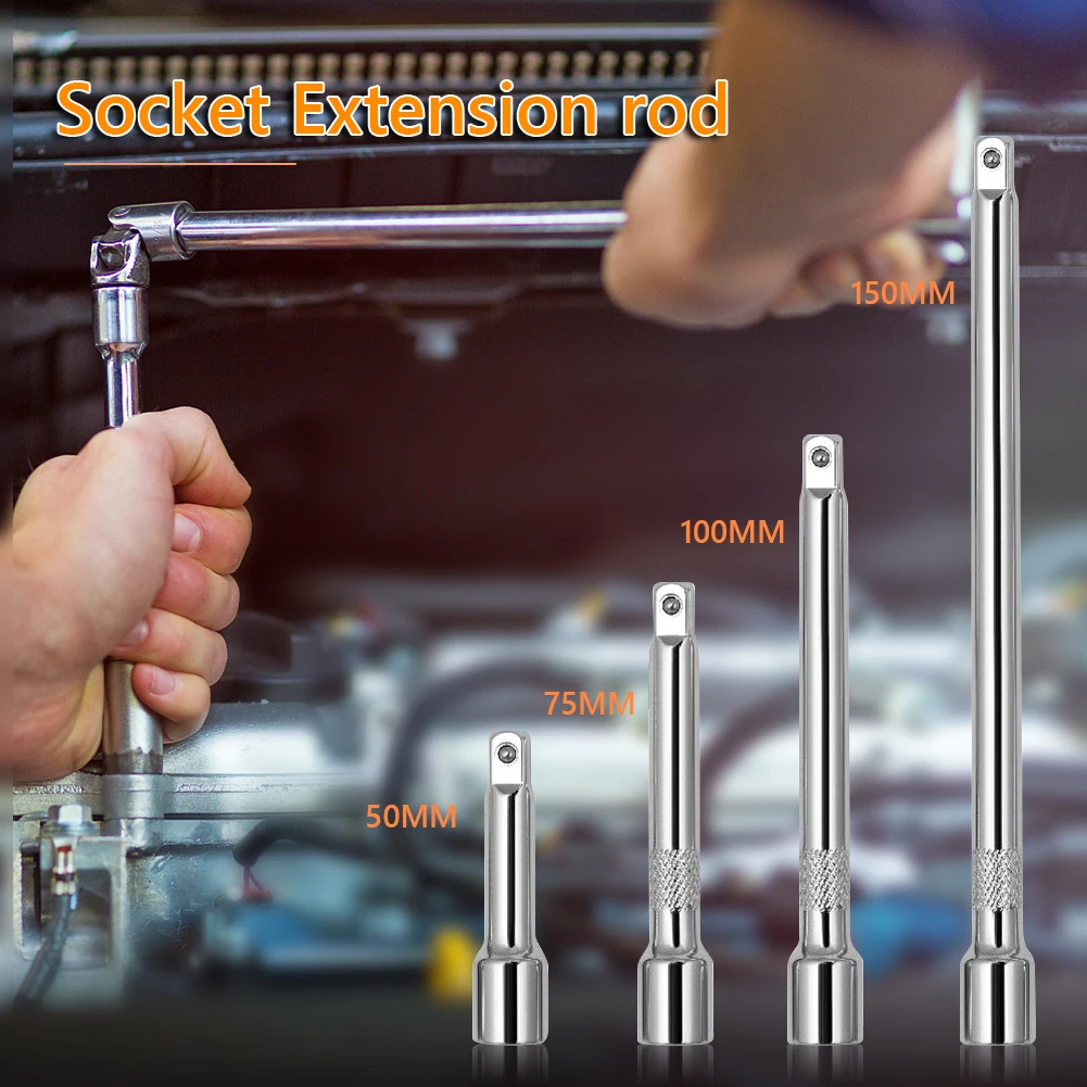 Socket Extension Set 4pcs Drive Socket Quarter Inch Extension Bar Set Chrome Vanadium Steel Extension Rod Accessory Set