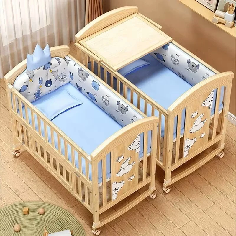 

Современные детские кровати из массива дерева можно расширить до 12-летней кровати. Многофункциональная съемная детская большая кровать.