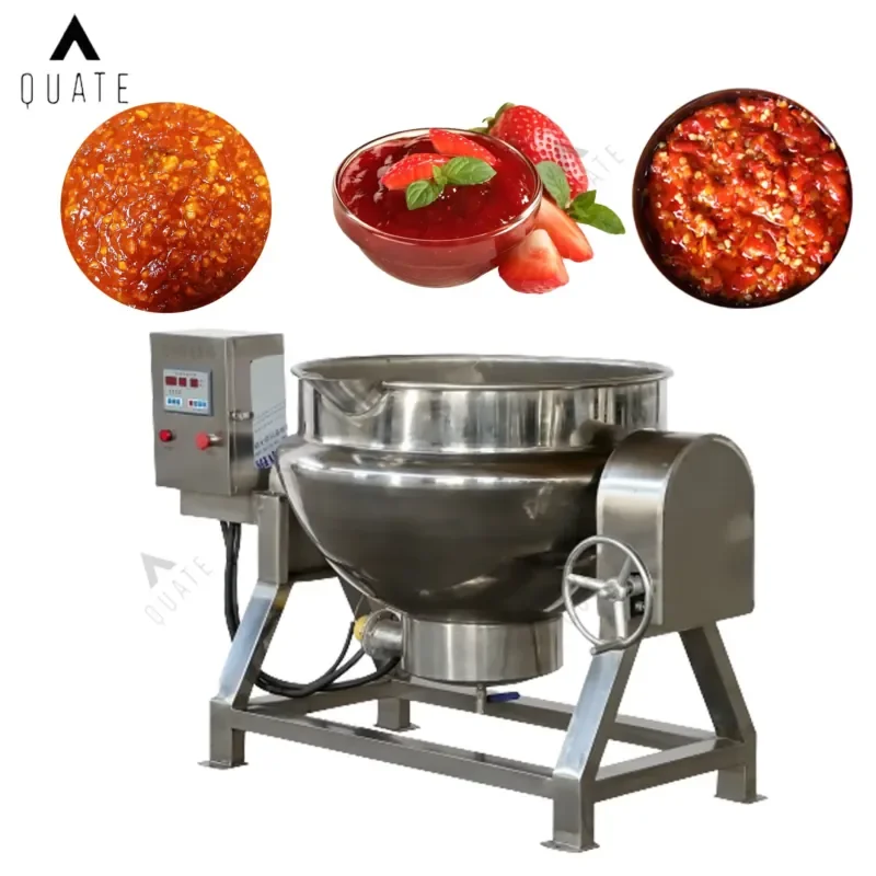 Sugar Boiler Caramel Jam Cooker Tilt Agitator Pot Cook Steam Cooking Mixer Machine Jacket Kettle With Mixer