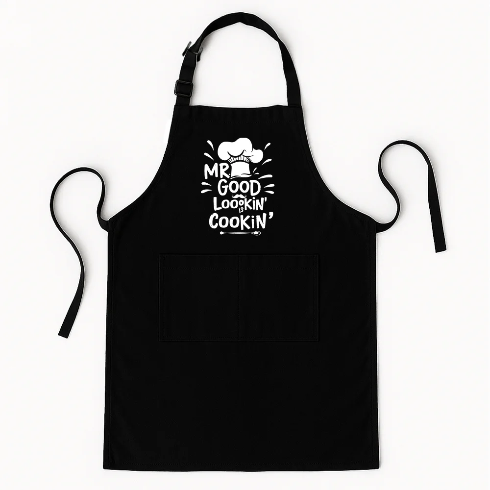 Funny Mr Good Looking Is Cooking Apron Bib Men Women Unisex Kitchen Chef Tablier Cuisine for Cooking Baking Gardening AP-012
