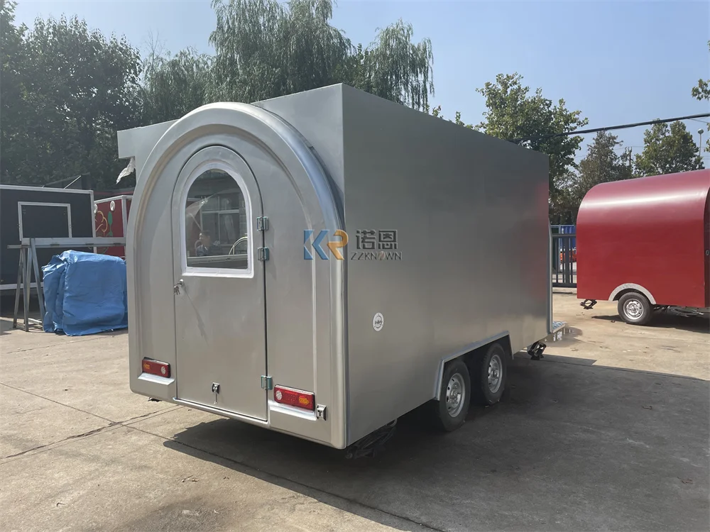 Street Pizza Shop Coffee Trailer Fast Food Truck Van Custom Fully Kitchen Equipments Concession Food Trailer Cart