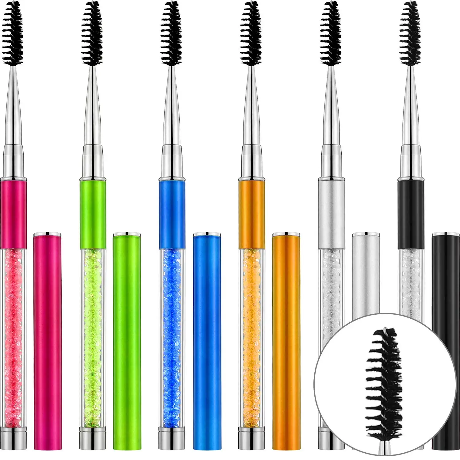 Crystal Rhinestone  Eyebrow Comb Eyelash Brush Mascara Wands Applicator Spoolers Brush Makeup Eyelashes Extension Tool