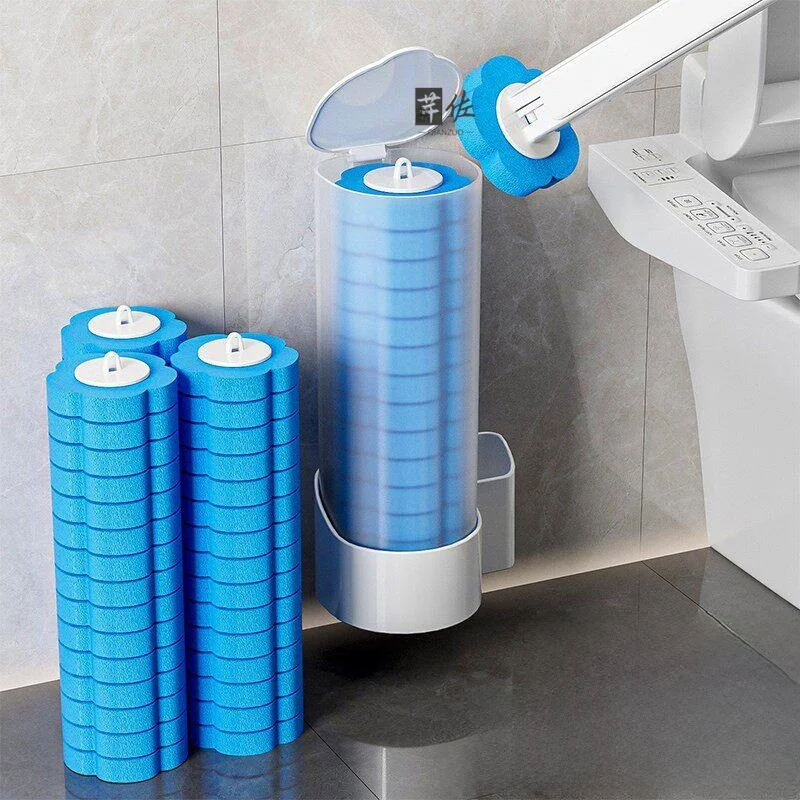 

Disposable Wall-Mounted Toilet Brush Home Use Cleaning Brush with Replacement Heads Bathroom Toilet Cleaning Tool Set