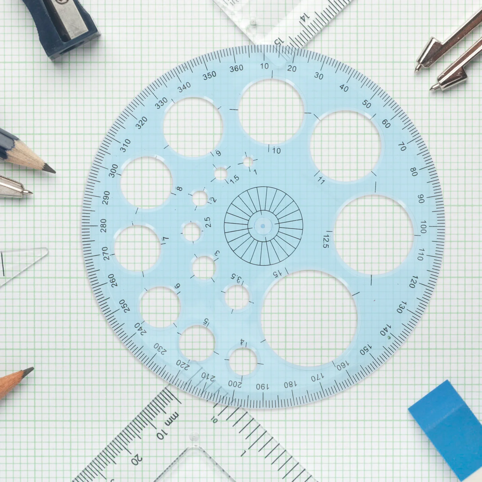 3 stuks gradenboog multifunctionele cirkel geometrische liniaal geometrie 360 graden gereedschap wiskunde voor zwenkarmhoek