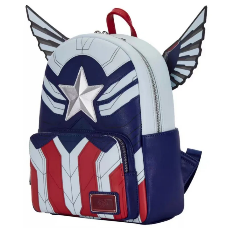 New Arrival sprzedaży Marvel Loungefly Marvel Kapitan Ameryka Plecak Anime Torba na ramię z podwójnym paskiem Torba chłopięca i dziewczęca