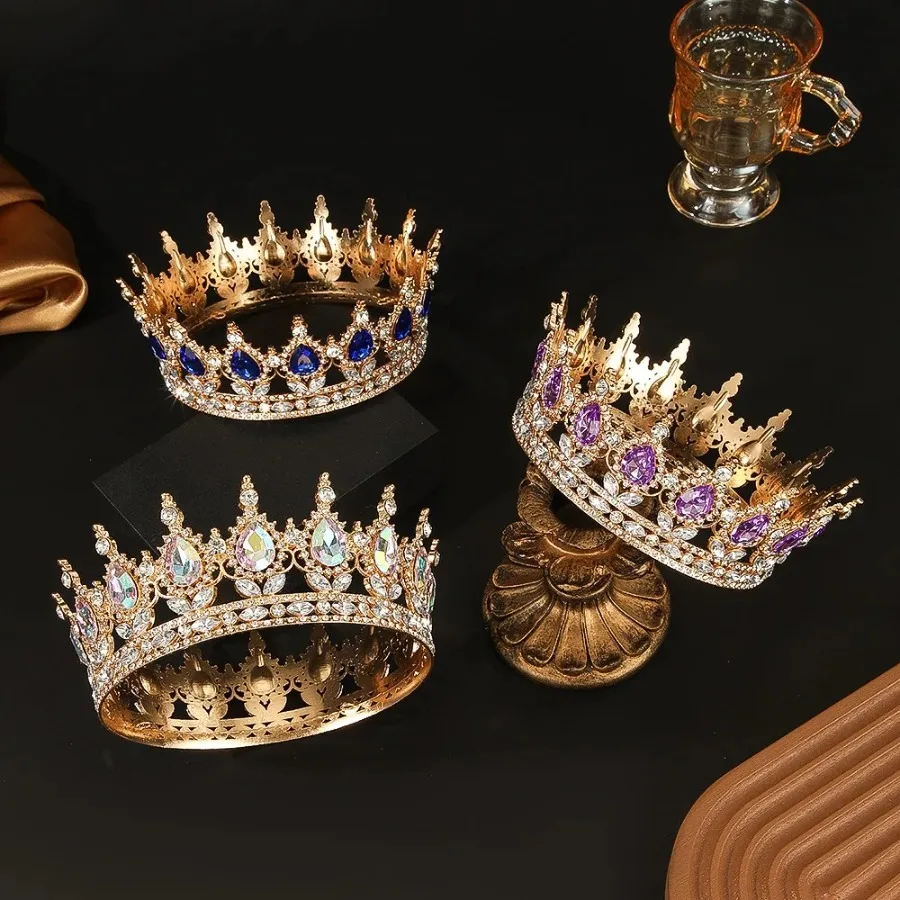 Luxuriöse Kristall-Strass Tiara Krone - Eleganter Prinzessinnen-Kopfschmuck für Hochzeit Braut Geburtstagsfeier – Detail 10