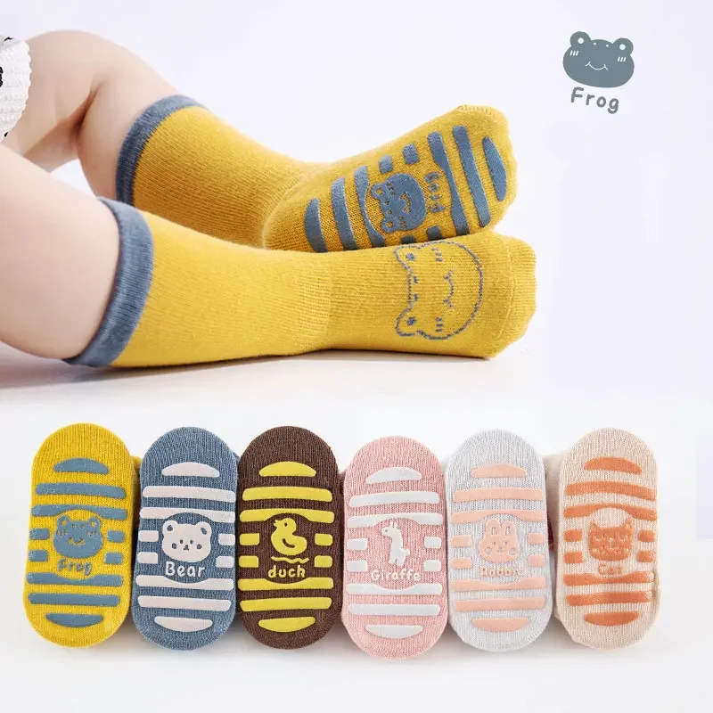 

Autumn Winter Baby Cotton Non-slip Floor Socks Toddlers Kids Newborn Walking Cartoon Medium Tube Socks for 0-3Y Girls Boy Infant