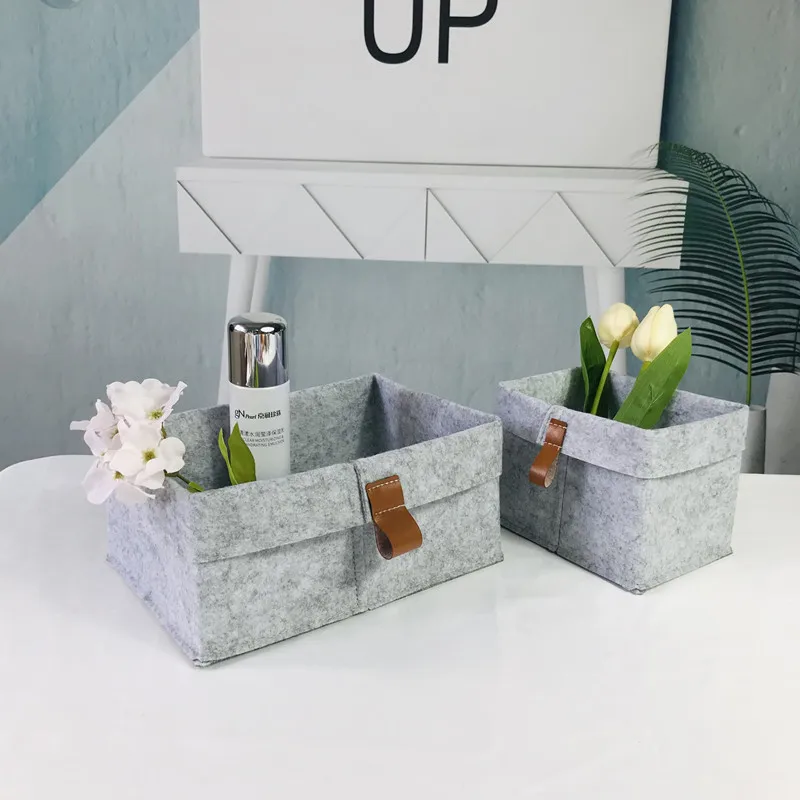 Cosmetics Desktop Organizer Nordic Felt fabric Storage Baskets Decorative flower basket Kids Toys Sundries Storage Box 화장품 정리