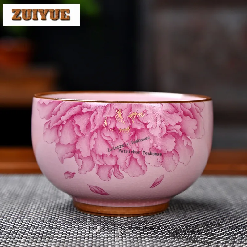 

150ml Ru Kiln Cracked Glaze Teacup Aesthetic Tea Bowl Tea Pair Tea-tasting Personal Cup Jianzhan Master Cups Cha Supplies Craft