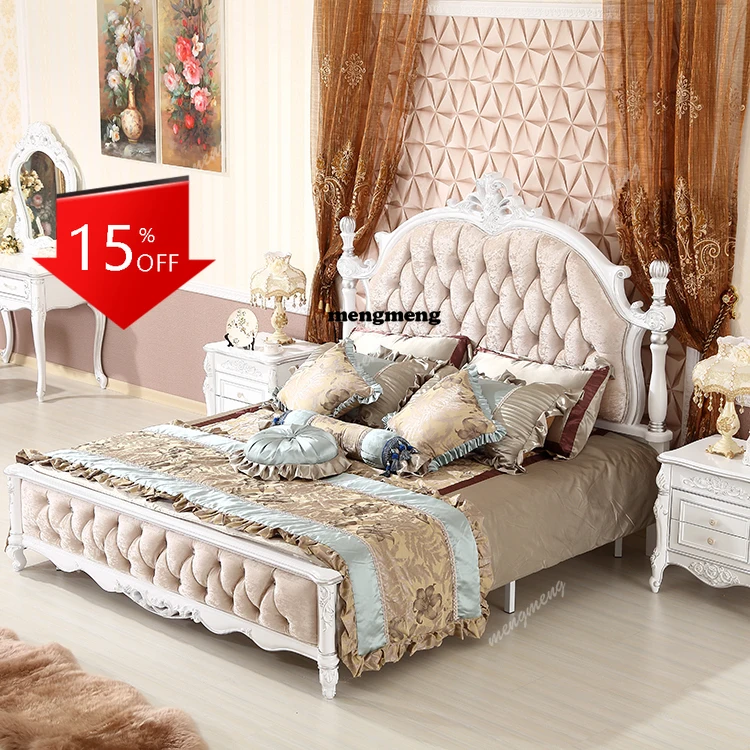 

C46Nordic Princess Double Bed elegant Mid century comfortable Wooden modern bed luxury fashion camas modermas creative furniture