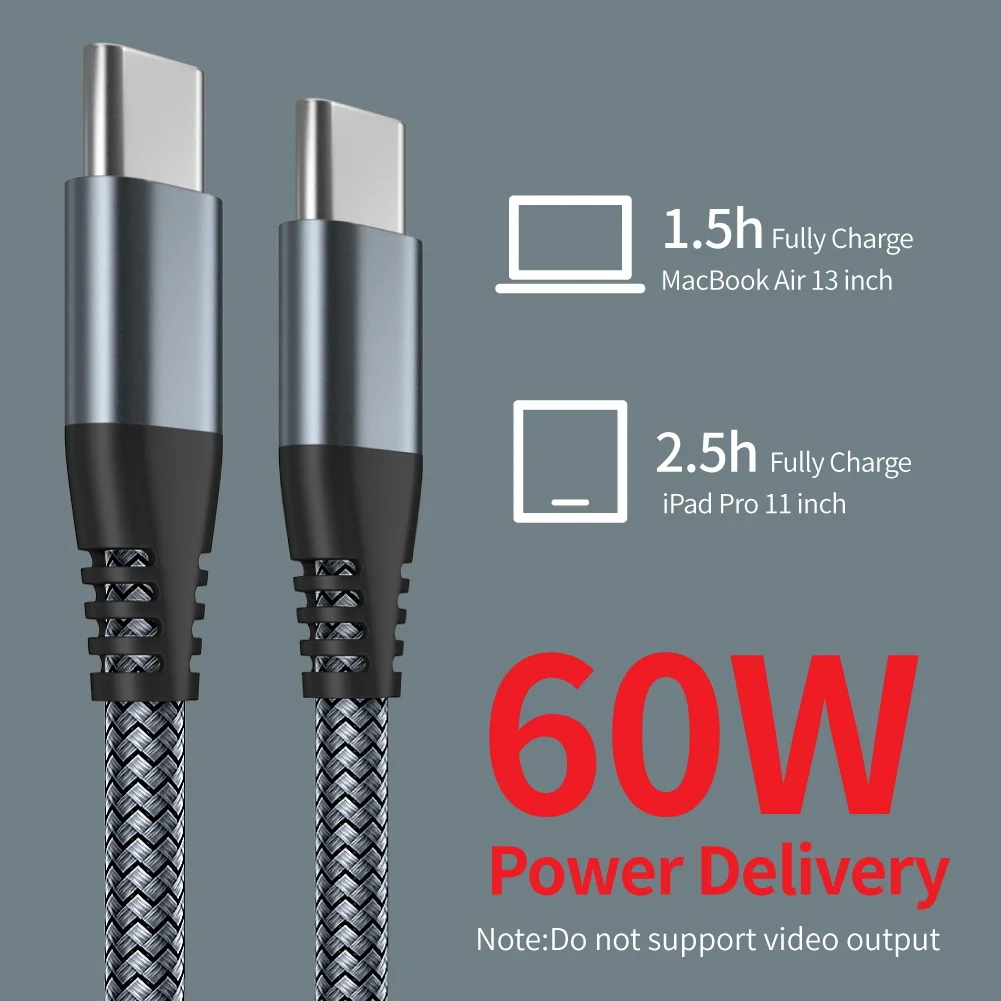 PD60W Type C To Type C Cable 3A Fast Charging Cable Charger Wire Cord For Macbook Samsung S20 Xiaomi Huawei USB C Data Cable 3M image 2