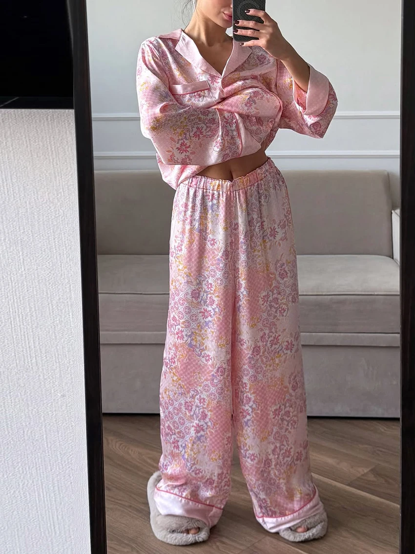 

Комплект женской ночной одежды Marthaqiqi: сексуальная пижама с отложным воротником, длинными рукавами и брюками, повседневный домашний костюм для сна