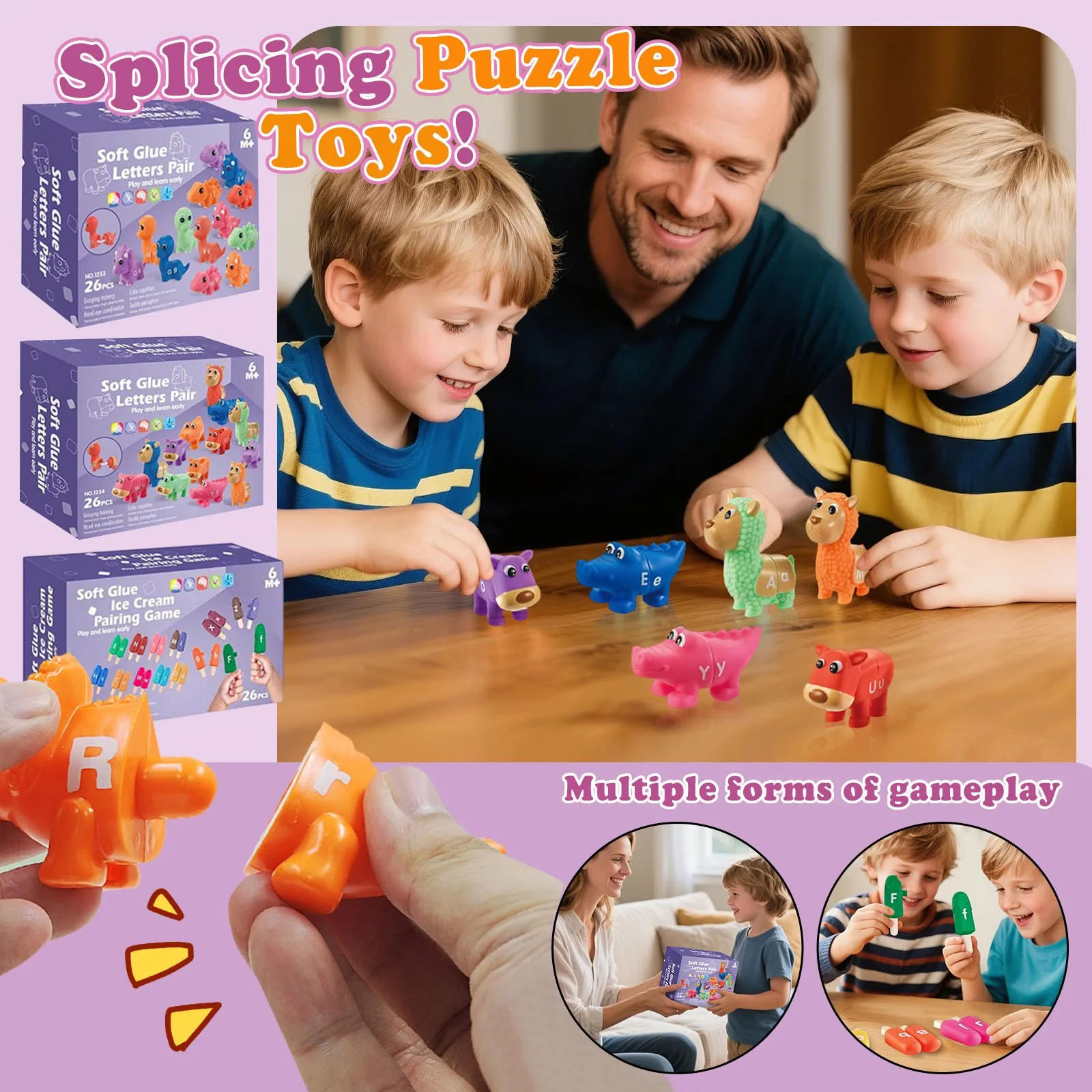 

Dinosaur Alphabet Learning Toys For Toddlers 2-4,Double Sided ABC Matching Game, Preschool Activities Fine Motor Toys