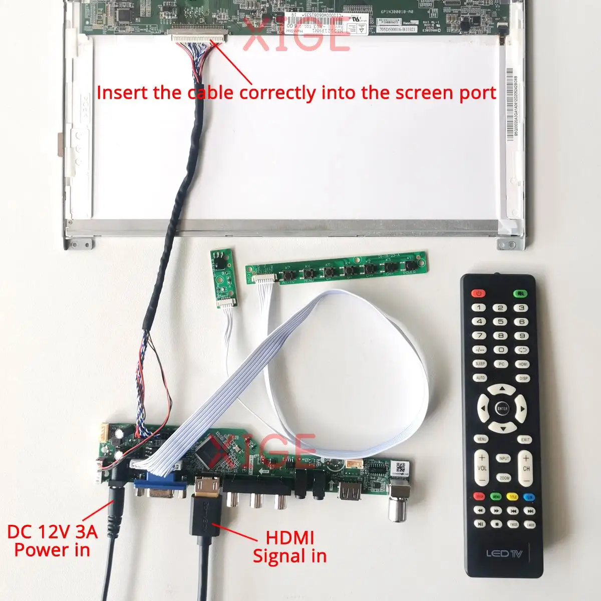 LCD Controller Board Fit HSD100IFW1 HSD100IFW2 10.1" Monitor Panel DIY Kit VGA+HDMI+AV+USB LVDS 30-Pin Analog TV Signal 1024*600 view 5