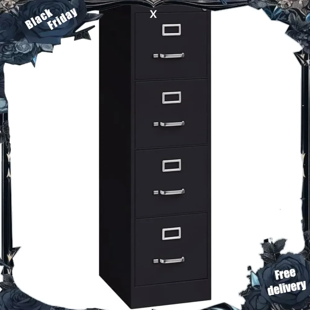 

Row 4 Drawers 52" Vertical Black Metal Filing Cabinet Lockable Pre-Assembled Stationary Legal/Letter Size for Home