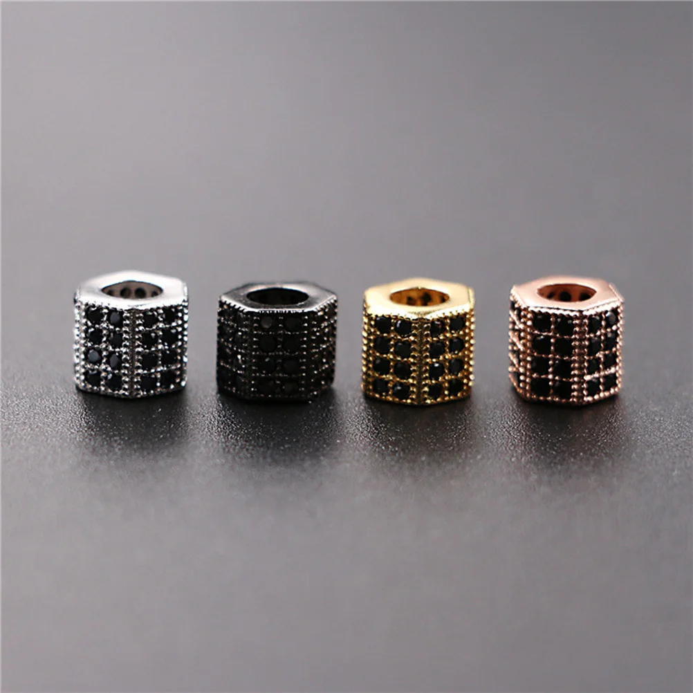 

5Pcs Zircon Cylinder Beads Black Sturdy DIY Jewelry Making Supplies Necklace Bracelet Loose Beads Kit for Women Crafts