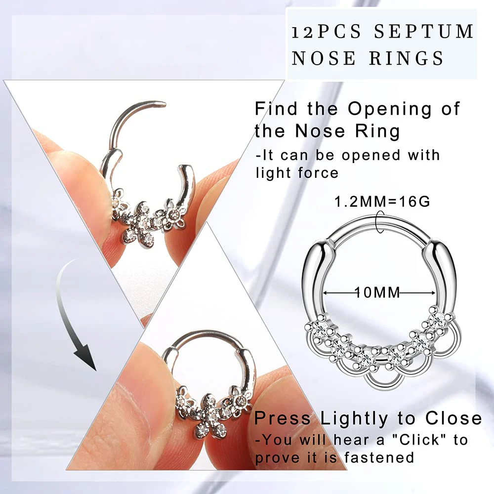Stainless Steel Opal Septum Clicker Ring