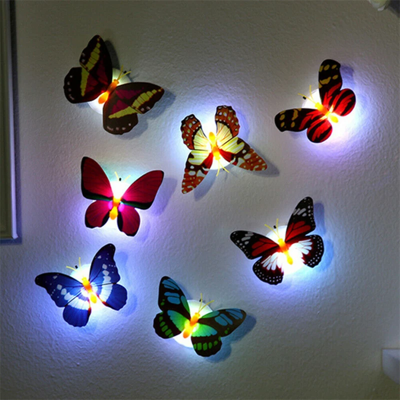 2 4 6 8PCS LED Night Light LED Butterfly Lamp Kids Room Colorful LED Wall Lamp Bedroom Decoration Lighting Nightlight Cute Light