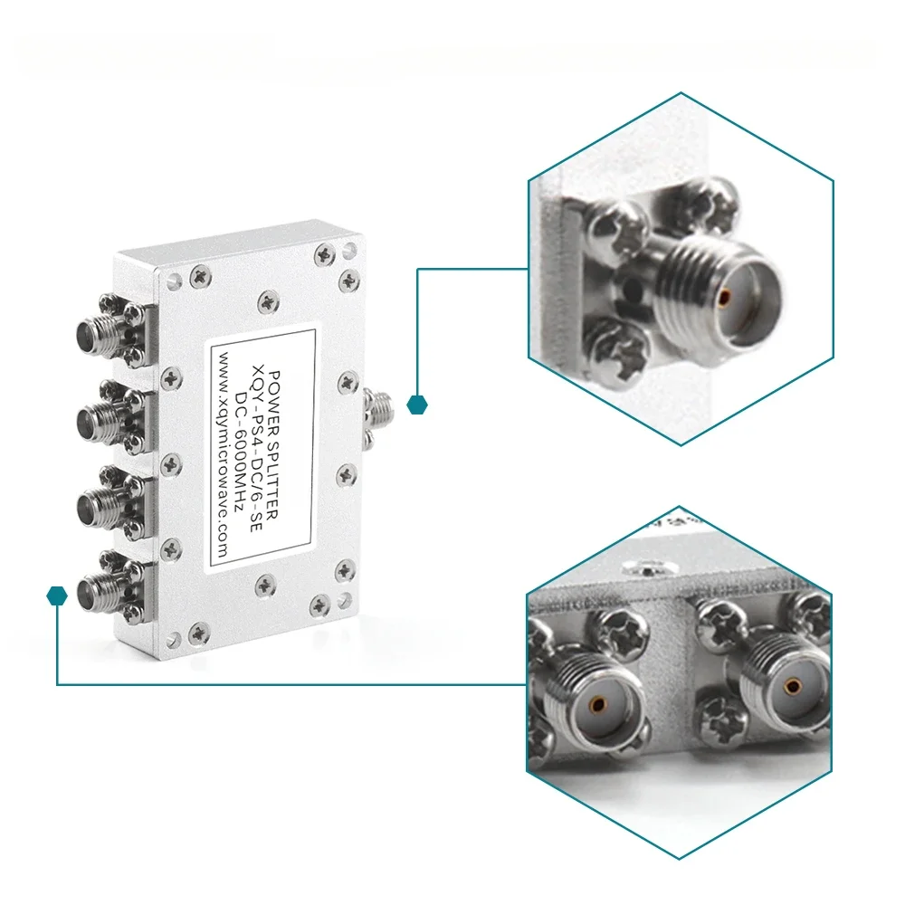 CHKJ for 0-6000MHz Power Splitter SMA 4 Way Low Frequency 0-6GHz RF Microwave Signal 6G DC Resistance Power Divider Combiner