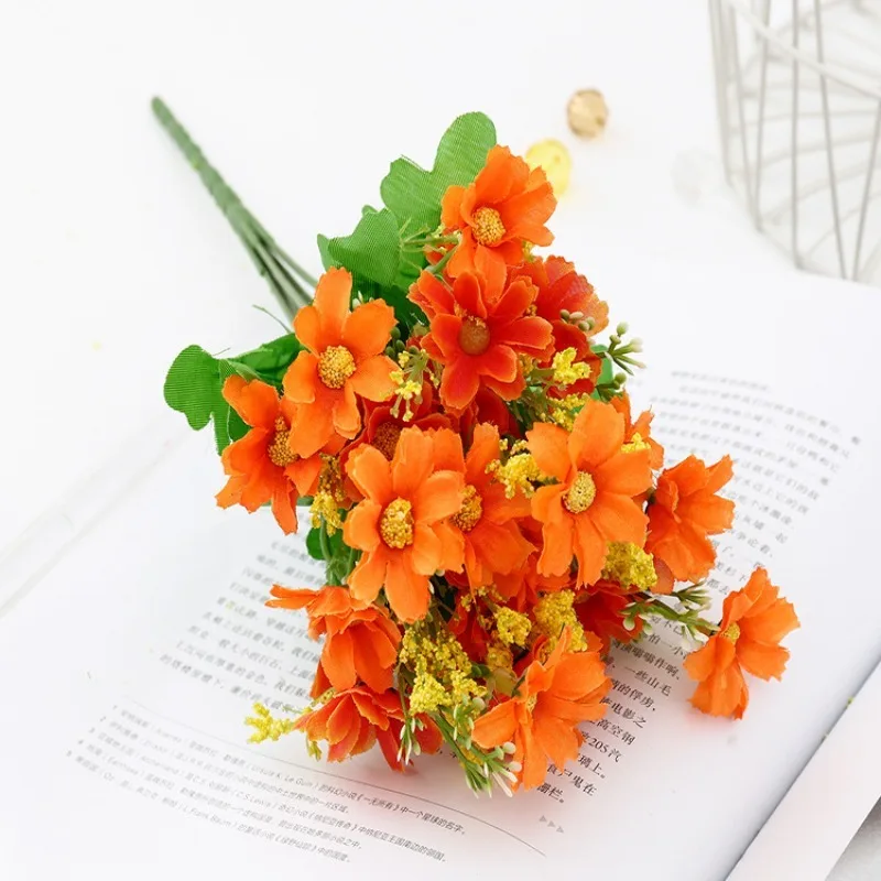 One Bouquet 7 Branch 28 Heads Cute Silk Daisy Artificial Flower DIY Wedding Floral Arrangement Home Room Table Decoration