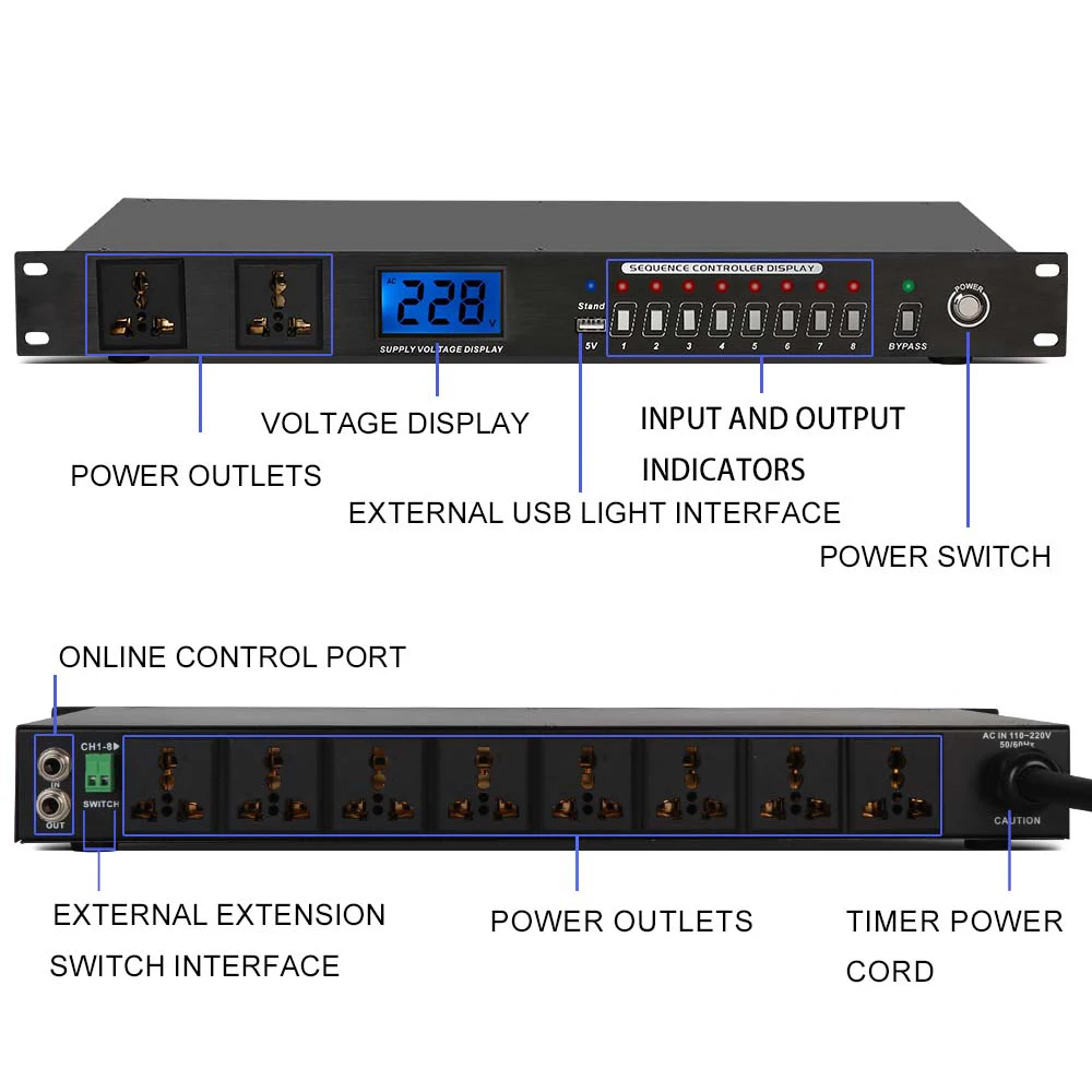 Professional Metal Power Distribution Unit With Sequencer Controller Power Management System For Speaker