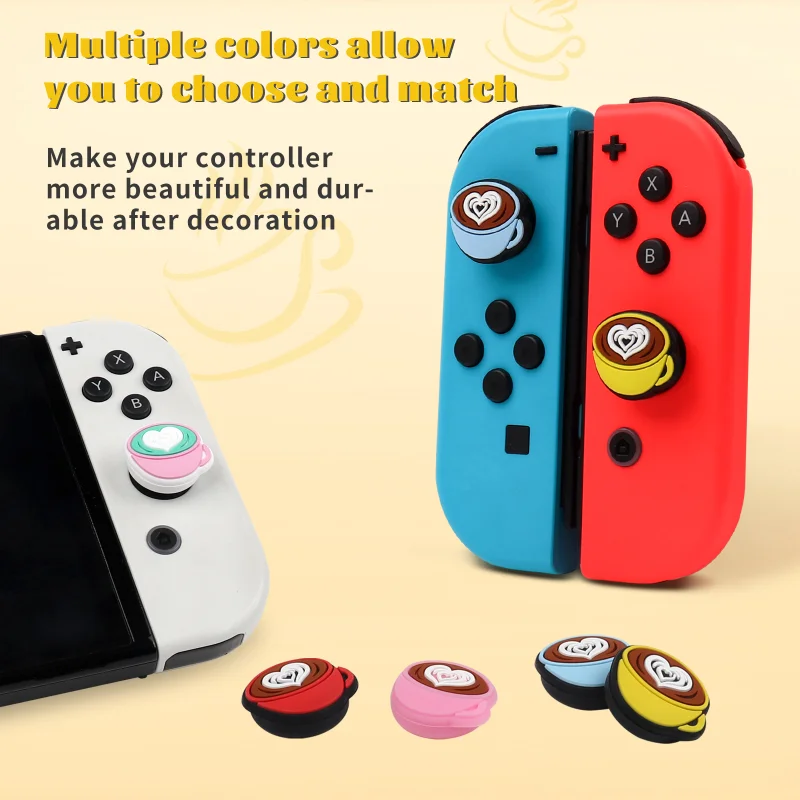 Tapas de agarre de silicona suave para taza de café, Thumb Stick para Nintendo Switch Lite, consola Oled, Joycon, Video, Gamepad, accesorios de Joystick