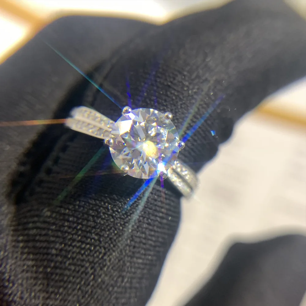 MDLFES Moiss1nite نمط سميكة مطلي 18K 2 قيراط فو مويسان موضة العريس خاتم الماس الزفاف