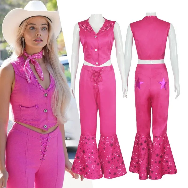 2023 filme barbi roupas para mulheres traje margot robbie cosplay vestido rosa ken camisa uniforme meninas meninos roupas de halloween oa5