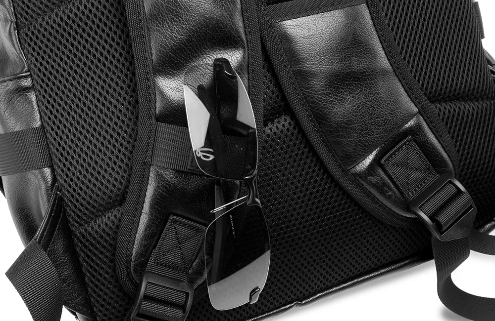Modischer Rucksack mit Streifenmuster für Herren, große Kapazität, Reisetasche mit USB-Anschluss, Herrenrucksäcke, weicher Rucksack aus PU-Leder, Schulrucksack für männliche Studenten. – Detail 17