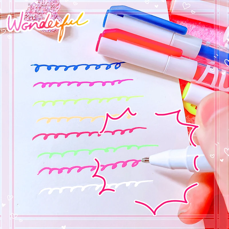 Imagem -05 - Graffiti Gel Pen Highlighter Material Escolar Estética Papelaria Desenho Canetas Marcadores de Cor para Scrapbooking