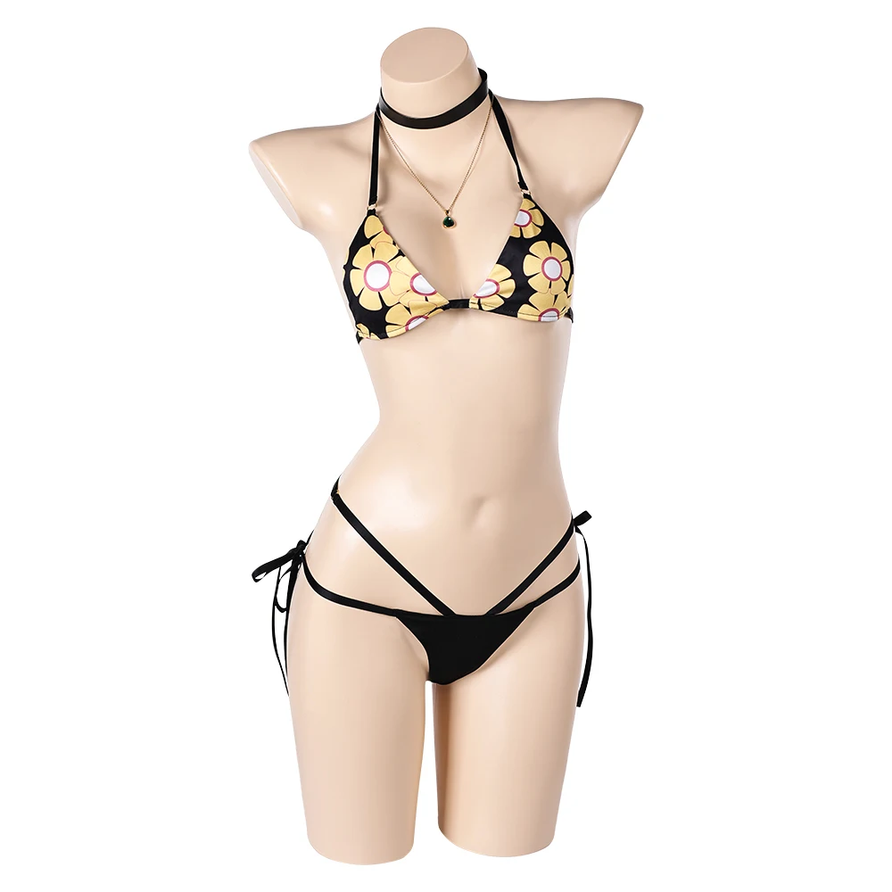 Aerith Gainsborough Cosplay Bracelet Necklace Bow Tie Headwear Wristband Adult Fantasy Tifa Lockhart Fantasia Swimsuit Costume - Detail 1