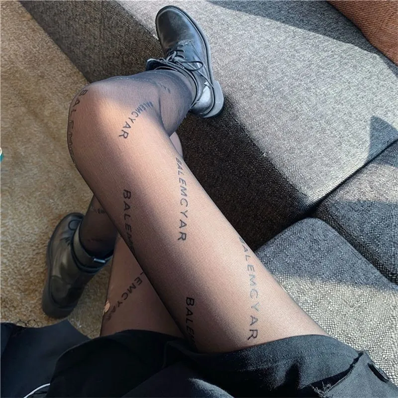 Letter Stockings Nightclub Party Accessories JK Sexy Diamonds Fishnet Tights Women Pantyhose Printed Designer Tights image 4