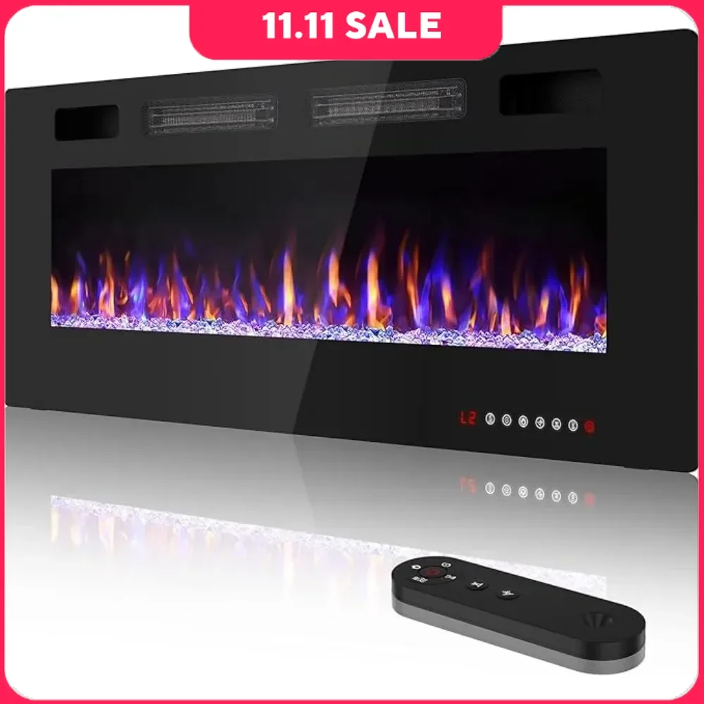 

50 Inch Electric Fireplace, Inserts and Wall Mounted with Remote Control & Touch Screen, Fireplace Heater