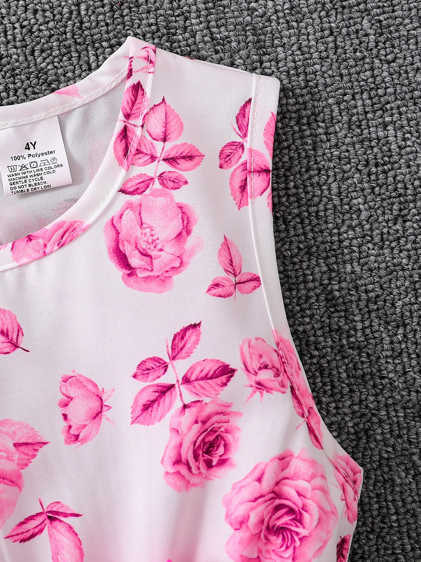 2-piece spring and fall new cute girl fashion pink print dress set-