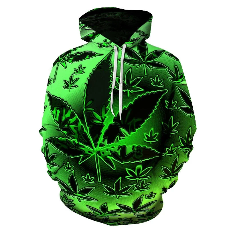 Herren Hoodie Frühling Unkraut psyche del ischen Blatt 3D-Druck Mode Pop Street Trend lässig übergroße Pullover Hoodies