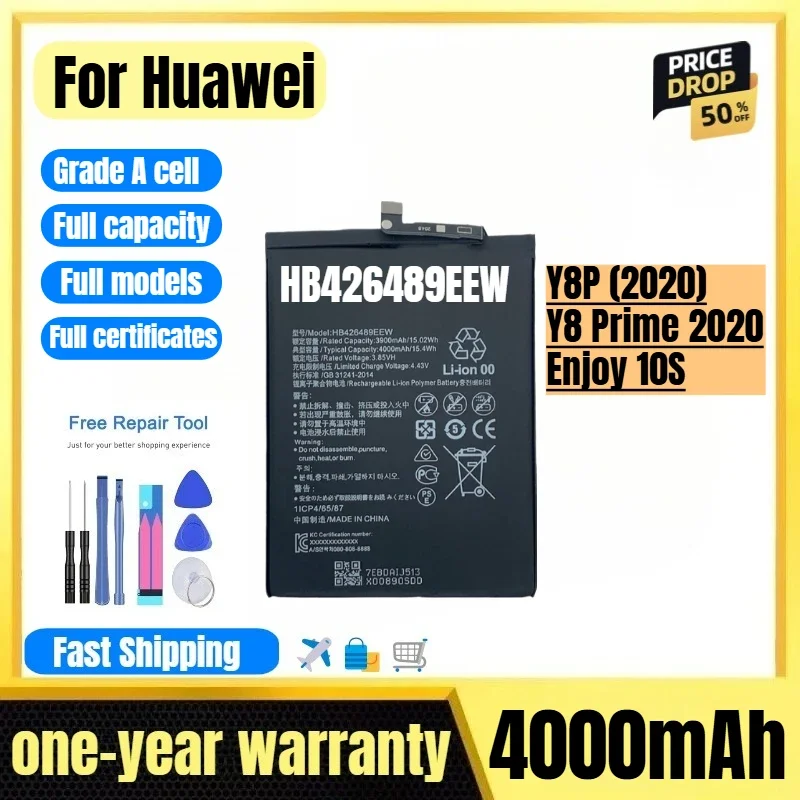 HB426489EEW for Huawei Y8P (2020)/Y8 Prime 2020/Enjoy 10S Phone Battery High Quality High Capacity Replacement Bateria with Tool